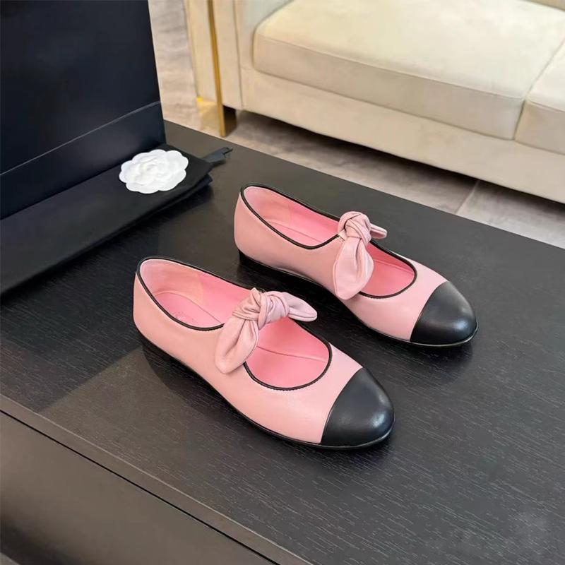 Grape Girl Yin Same Princess Nini Xiaoxiangfeng Round Head Bow Ballet Shoes Single Shoes Women's Mary Jane Shoes