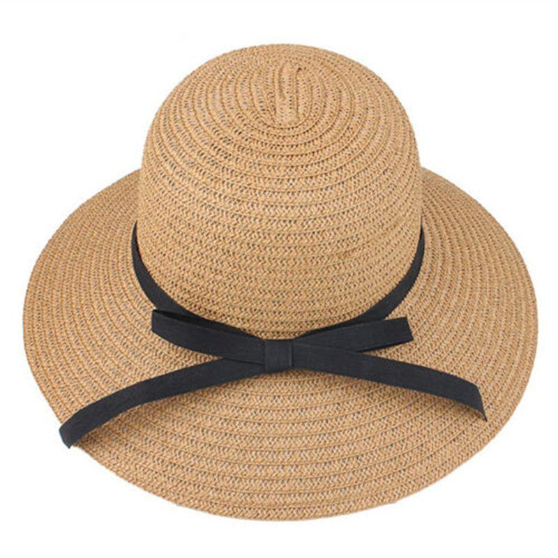

Женская Мода Летняя Соломенная Шляпа Пляжная Шляпа от Солнца Широкие Поля Панама Складная Шляпа Рыбака бежевый