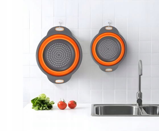 Collapsible Silicone Kitchen Strainer with Handles