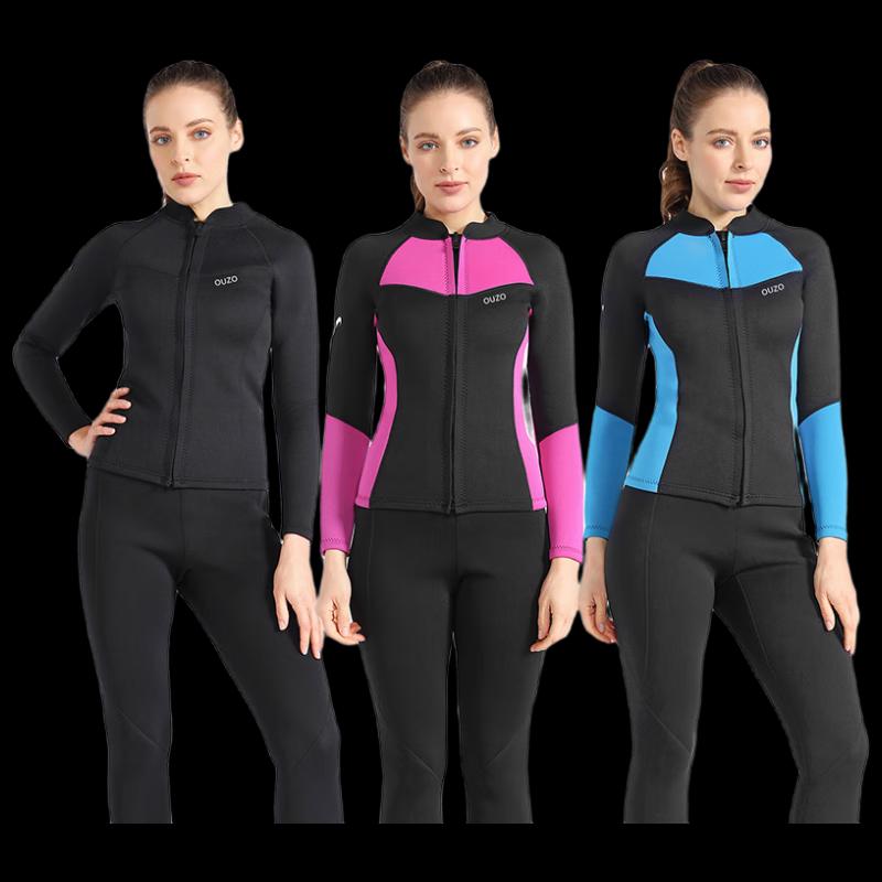 WEZHO Women's 1.5mm Long Sleeve Wetsuit Top