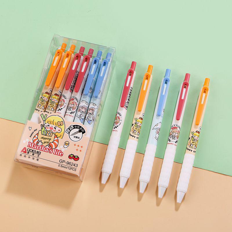 

Special Edition 0.5mm Cartoon Gel Pen - Black Ink, Student-Friendly, Clickable Bullet Tip for Office Use Bullet-tip [12 pcs/box]
