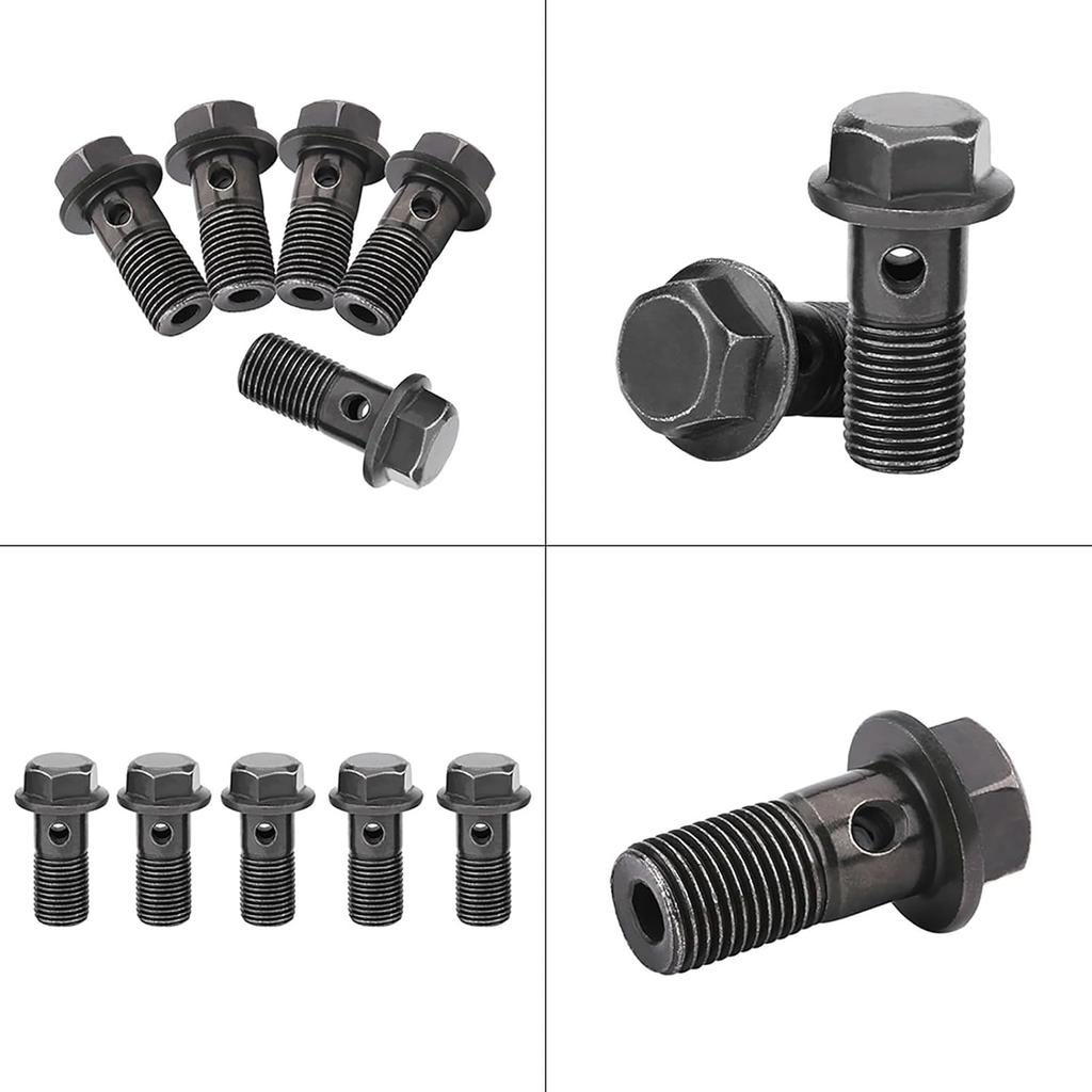 M10×1mm Motorcycle Banjo Bolts Studs with Washers 5Pcs Motorbike Brake Bolts Caliper Studs for Brake Master Cylinder Motorcycle Brake Hardware