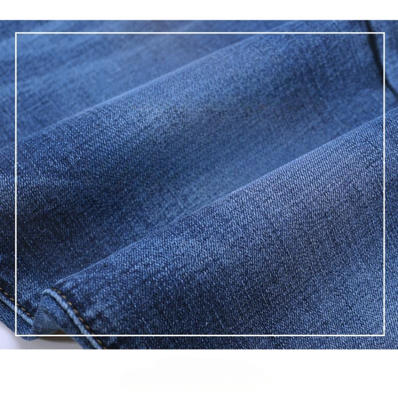 Sommar Stretch sju-minuters jeans med hög midja för kvinnor Ljus färg Elastiska Casual ridbyxor