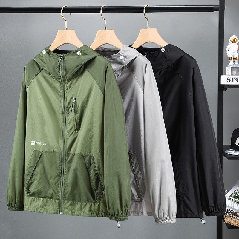 11XL Plus Size Men Summer Sunscreen Jackets Thin Ice Silk Sun Protection Ultra-Light Hooded Jacket Big Size Windbreaker Jacket