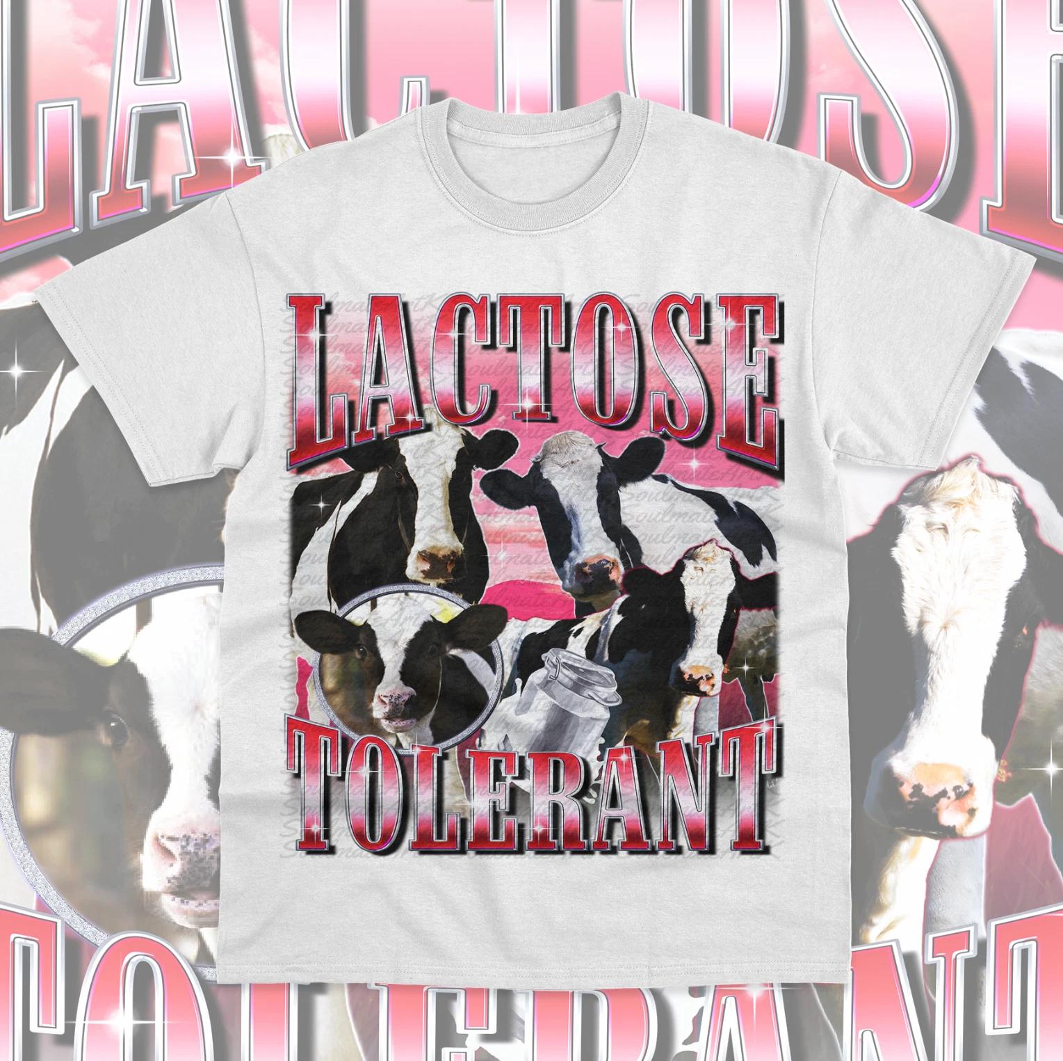 Lactose Tolerant T-Shirt Funny Meme Milk Cheese Gym Workout Sweater Soft Tee S