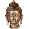 Buddha Face Brass Wall Hanging, Brown, Religious Hanger - 3 X 5 Inches