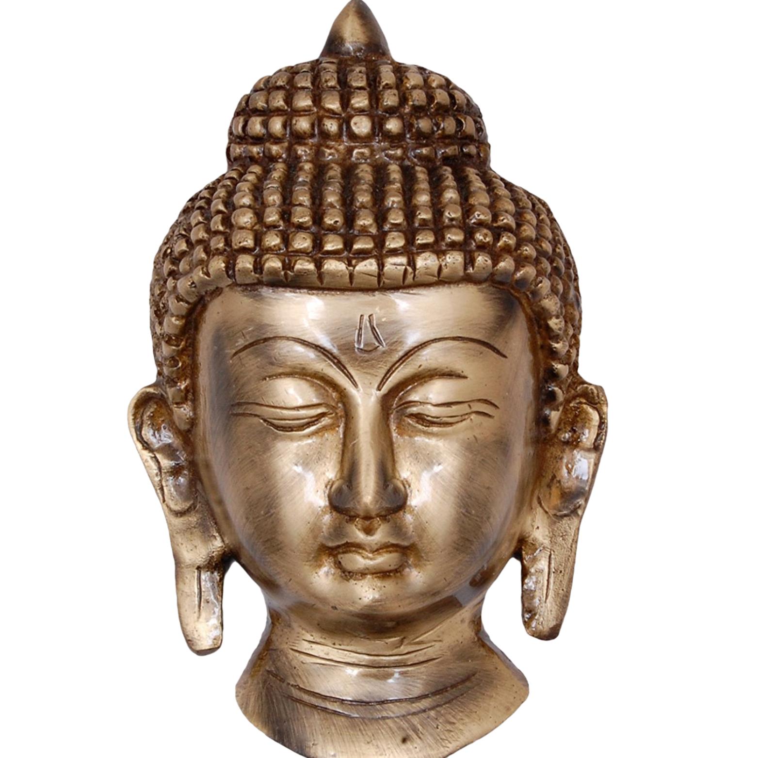 

Buddha Face Brass Wall Hanging, Brown, Religious Hanger - 3 X 5 Inches
