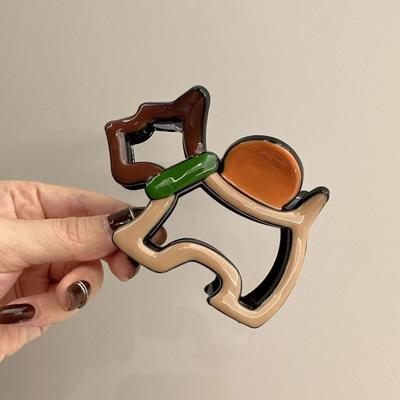 Süßer Farbkontrast-Clip, Braune Haarnadel