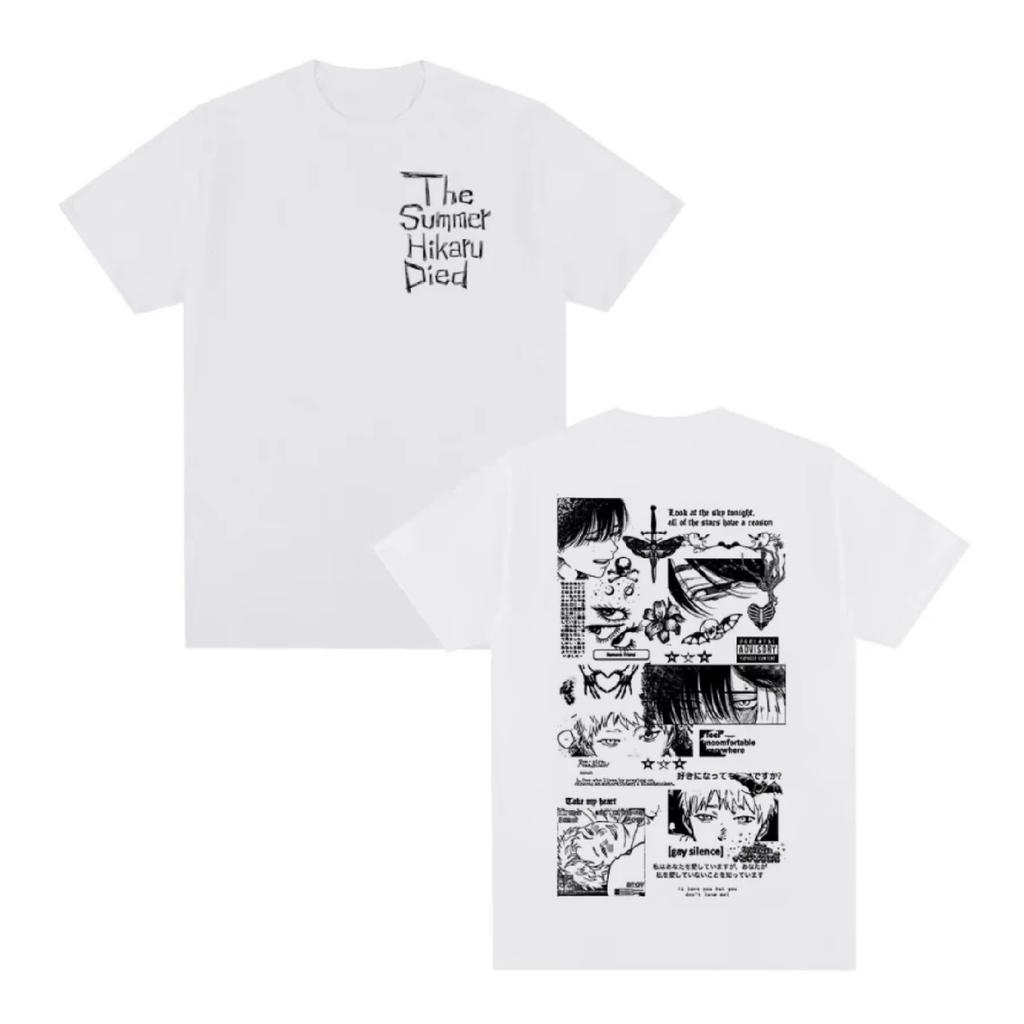Anime The Summer Hikaru Died Hikaru Yoshiki Manga Short Sleeve T-shirts Men Women Fashion Cotton Casual Oversized T Shirt Couple