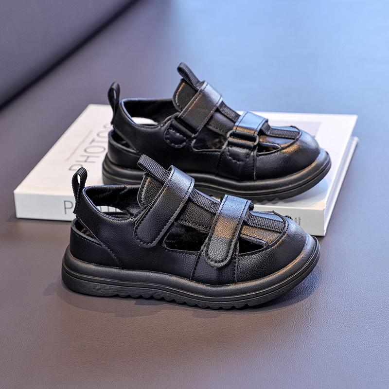 

Boys Girls Casual Leather Sandals Closed Toe Soft Sole Non Slip Spring Autumn Beach Shoes size 37 чорний
