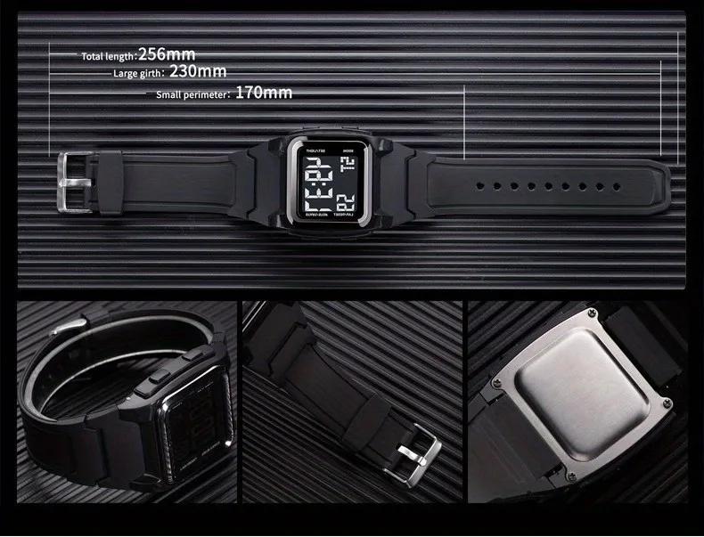 Reloj Electrónico Deportivo Cuadrado Estilo  Vida  Los Hombres Relojes Impermeables  Pulsera Luminoso Multifunción