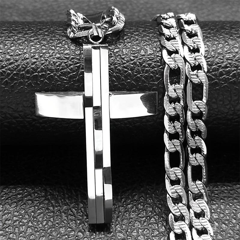 Men s Hip Hop Fashion Cross Pendant Necklace 60CM