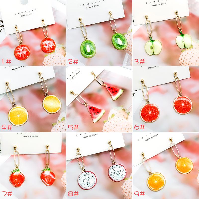 Summer Small Fresh And Cute Fruit Ear Studs Watermelon Strawberry Apple Long Earrings Temperament Earrings Earrings Earrings Female