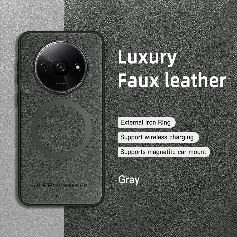 For POCO C61 PU Leather Magnetic Ring Soft Edge Anti-Drop Anti-Fingerprint Phone Case