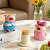 Toothpick Box with Dust-Proof Piggy Cover Large Capacity Hygienic Storage Container Moisture-Proof Cute Piglet Design Toothpick Holder