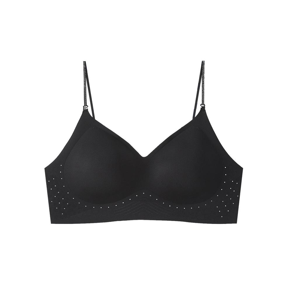 Aurora Women's Sparkly Strap Ice Silk Seamless Bra – Breathable, Wire-Free, Fixed Cup, & Removable Straps Lingerie