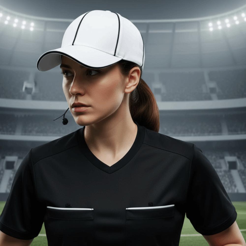 Adjustable Professional Referee Baseball Cap Black / White Peak Cap for Soccer Match Women