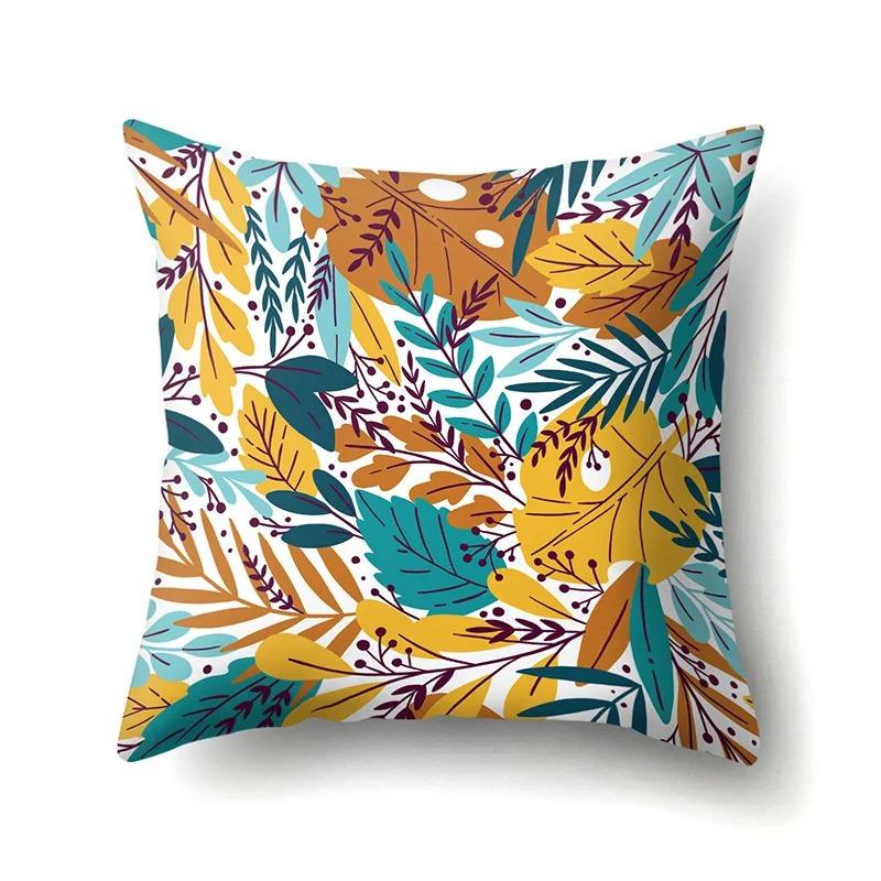 Home Bedroom Living Room Sofa Decoration Tropical Plant Rainbow Leaf Print Pattern Cushion Pillowcase