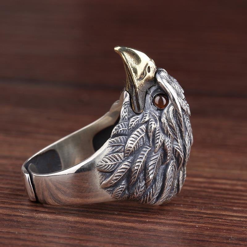 Men Pop Sterling Silver Eagle Shape Open Ring