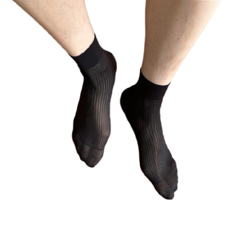 1 Pair Mens Silk Sheer Socks Nylon Dress Sock Daily Casual Stockings Work Business See Through Short Tube Ankle Socks