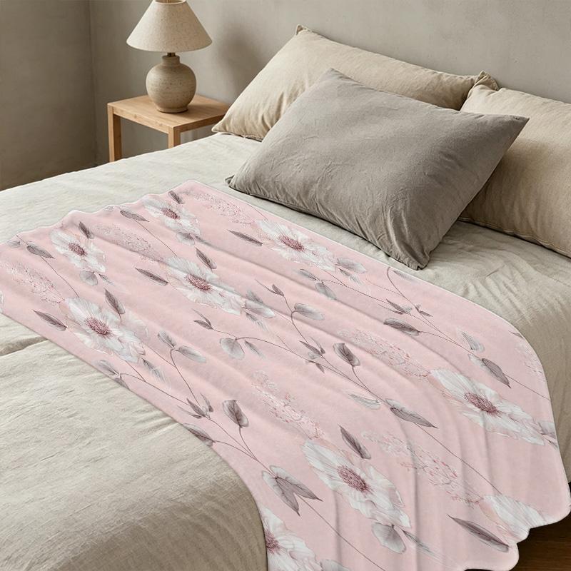 Plush Floral Flannel Blanket | Machine Washable Soft Cozy Throw for Home, Sofa, Office, Christmas & Halloween Warmth