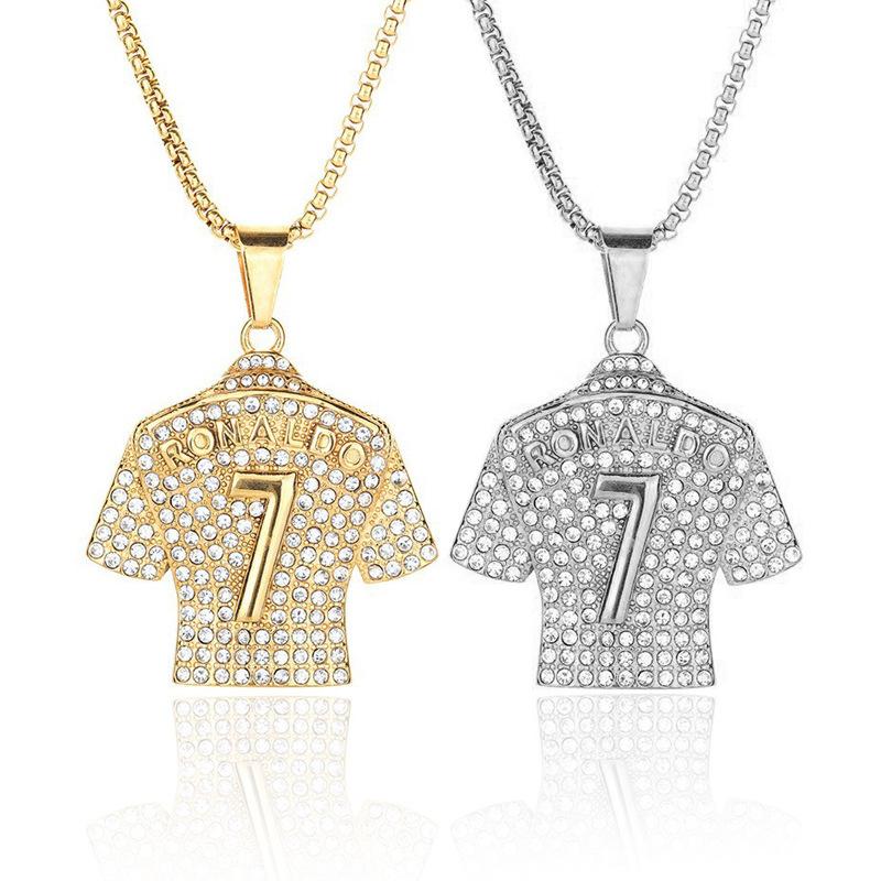 European and American Hip Hop Jewelry Football Sports World Jersey No. 7 No. 10 Pendant Necklace for Men
