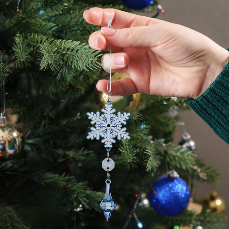Snowflake Christmas Ornaments Acrylic Clear Pendant Festival Clear Snowflake Ornaments Hangable Decor Pendants For New Year Wall