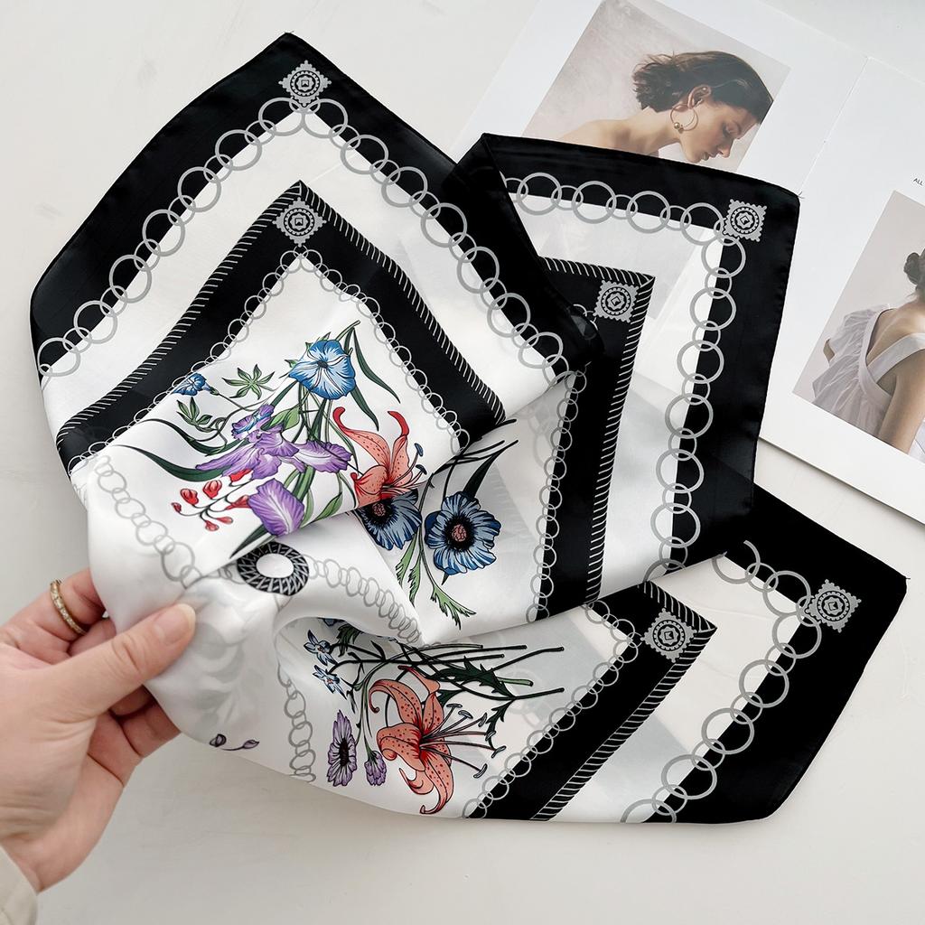 Small Fresh Literary Flowers Age-Reducing Simulation Silk Scarves Spring And Summer Women Go Out Windproof Neck Scarf