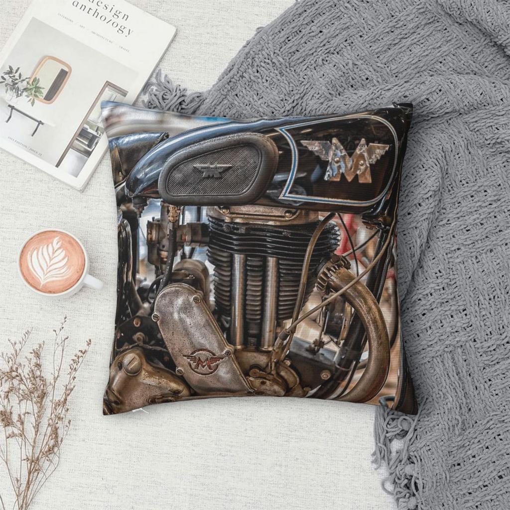 Matchless British Motorcycle Pillowcase Polyester Linen Velvet Creative Zip Decor Throw Pillow Case Sofa Cushion Cover