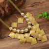 2 PCS European American Fashion Geometric Square Metal Necklace Earring Set Vintage Statement Choker Accessories
