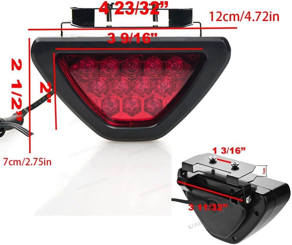 12V Universal Auto LED Fog Light Triangle Brake Stop Light Red Tail Lamp Rear Safety Collision Avoidance Flash Warning Bulbs