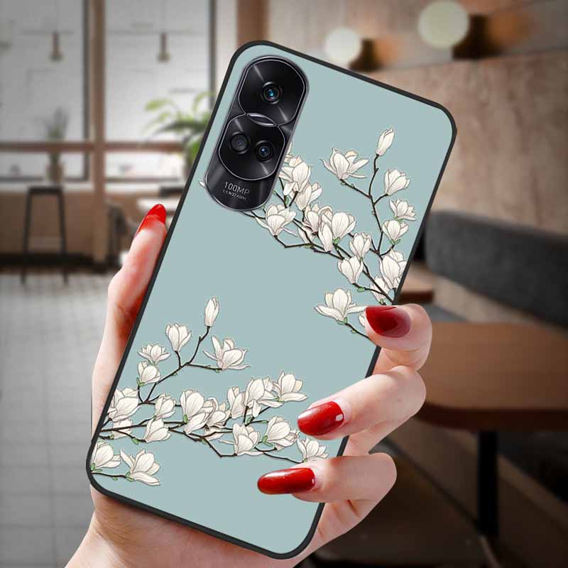 For Honor 90 Lite 5G Case 3D Flower Relief Emboss Silicon Back Cases For Honor 90 Cover Honor90 Pro 90Pro 90Lite Soft Protective