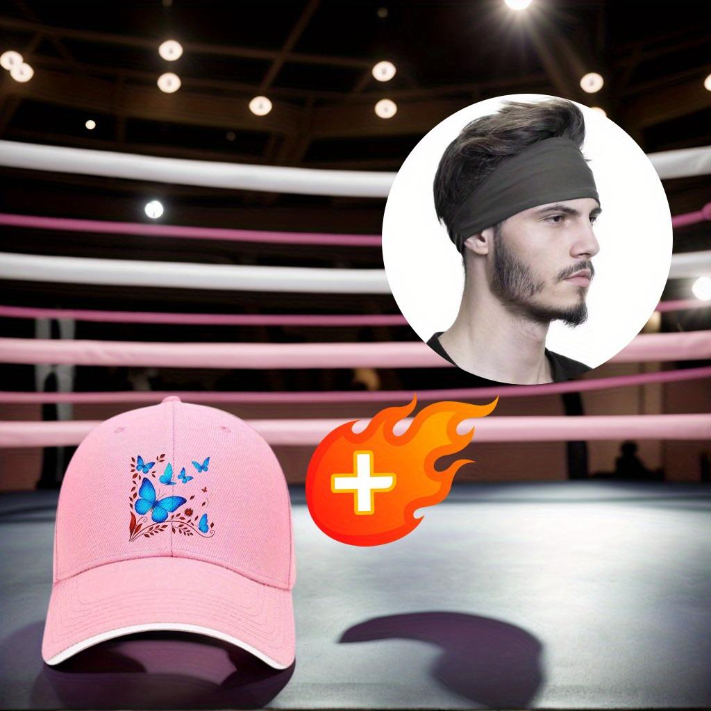 Blue Butterfly Floral Print Baseball Cap Adjustable Polyester Casual Dad Hat for Unisex Adults