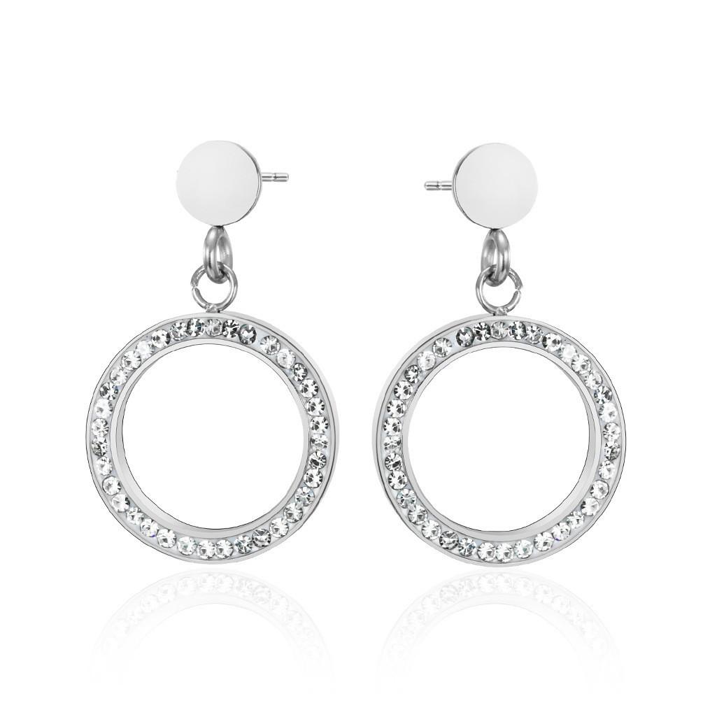 Famous Style Stainless Steel Clay Earrings Show Face Thin Earrings Foreign Style Fashion Versatile Zircon Circle