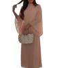 European and American women's clothing, new spring models, gentle wind stand-up collar loose pleated horn sleeve dress
