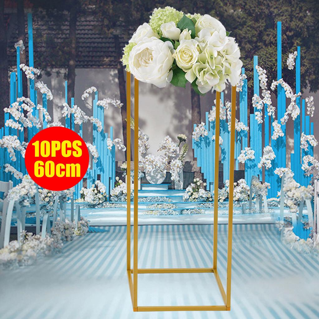 Bymaocar Metal Gold 10 Pcs Set 60cm/23.62in Tall Modern Bouquet Holder for Wedding Party Hotel DIY Decoration with Small Hammer