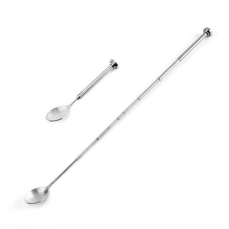 Stříbrná Nerezová Ocel Zatahovací Barová Lžíce Bartender Koktejlová Míchací Lžíce Nástroje Dezert Dlouhé Kuchyňské Nádobí
