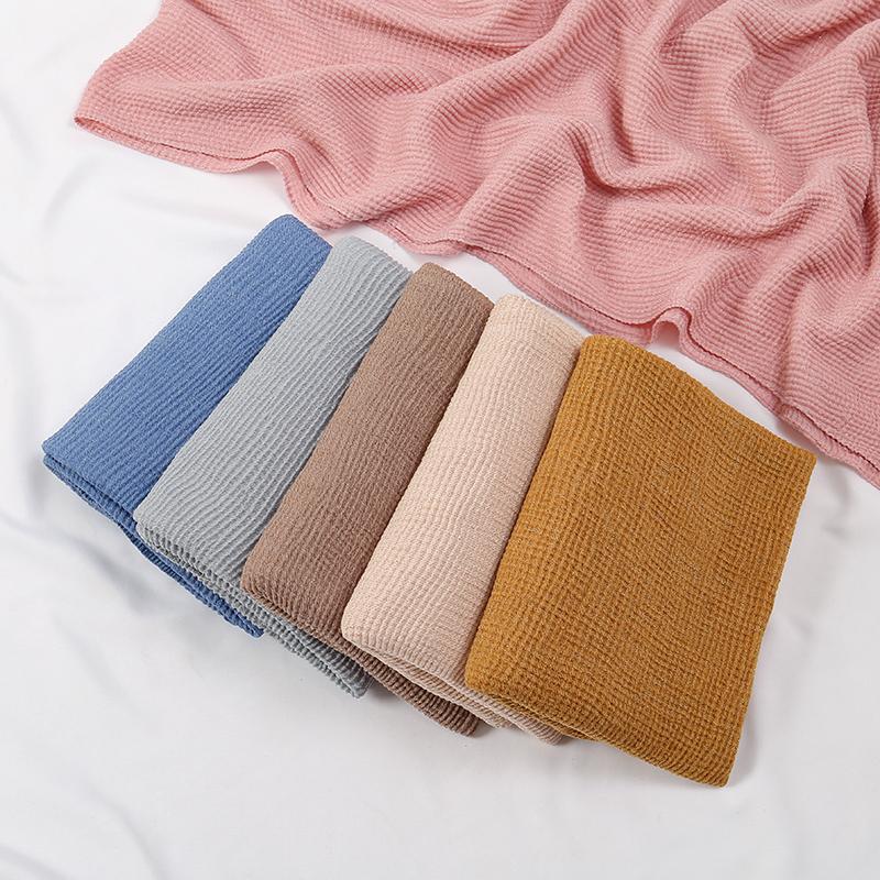 New Crinkle Cotton Hijab Scarf Women Turban Muslim Shawl Plain Bandana Breathable Women's Shawls Foulard Glitter Hijabs Ramadan