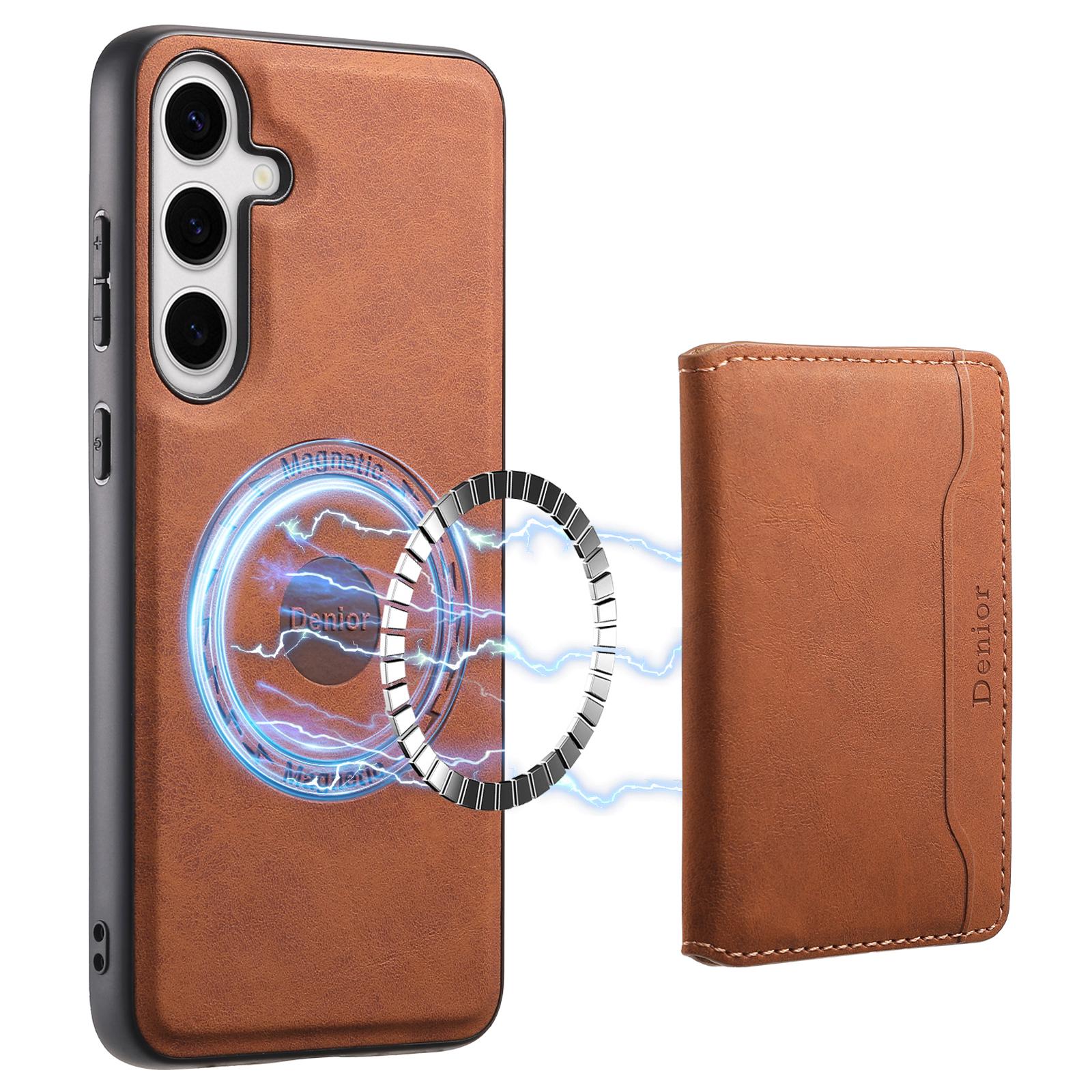 

Чехол для телефона DENIOR D13 для Samsung Galaxy S24+ в стиле ретро с держателем для карт, съемный, сильный магнит Brown
