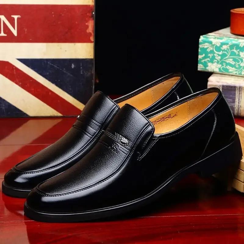 Leather Men Formal Shoes Luxury Brand 2026 Men's Loafers Dress Moccasins Breathable Slip On Black Driving Shoes Plus Size 38-44