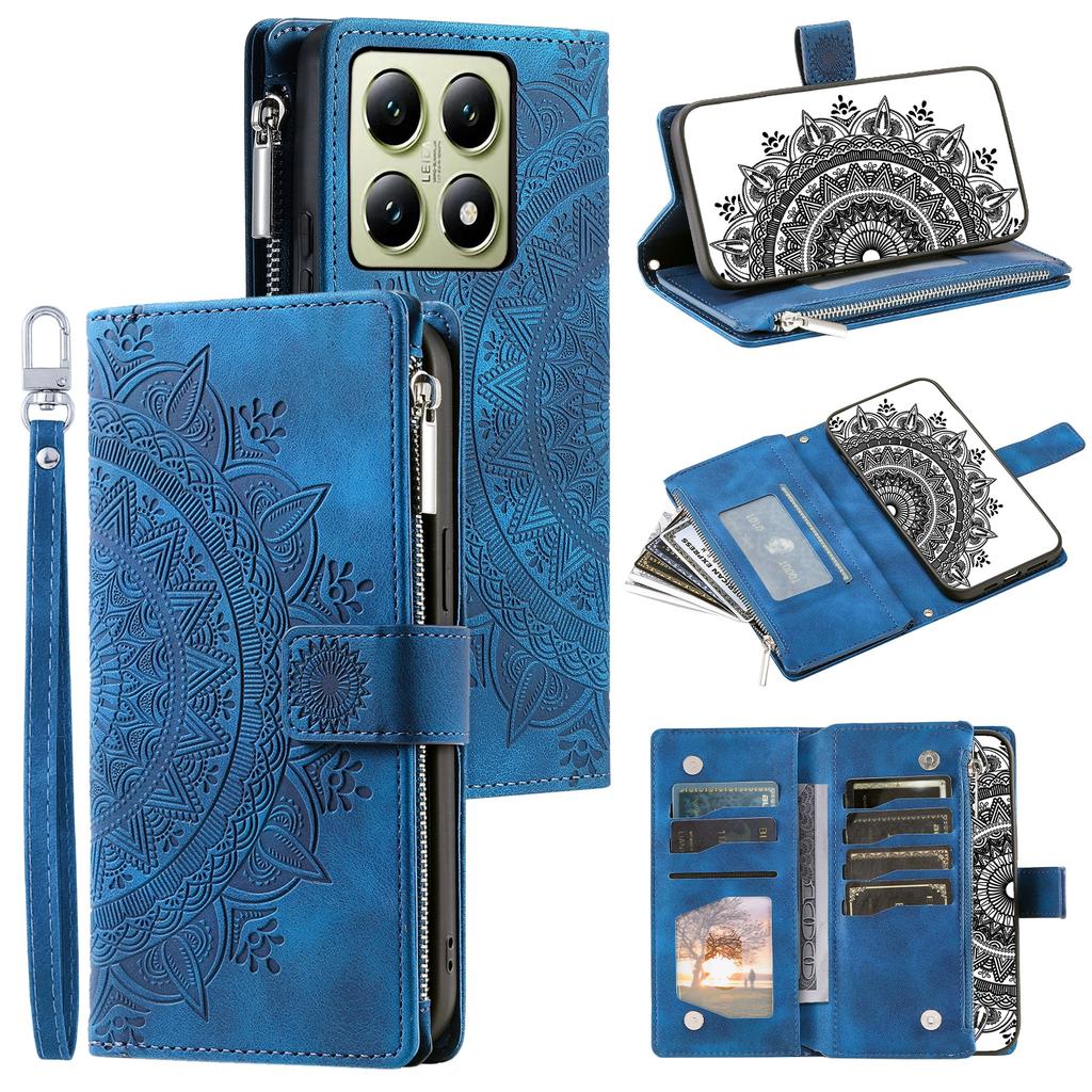 Style 006 For Xiaomi 14T Pro Wallet Case PU Leather Phone Cover Mandala Flower Pattern