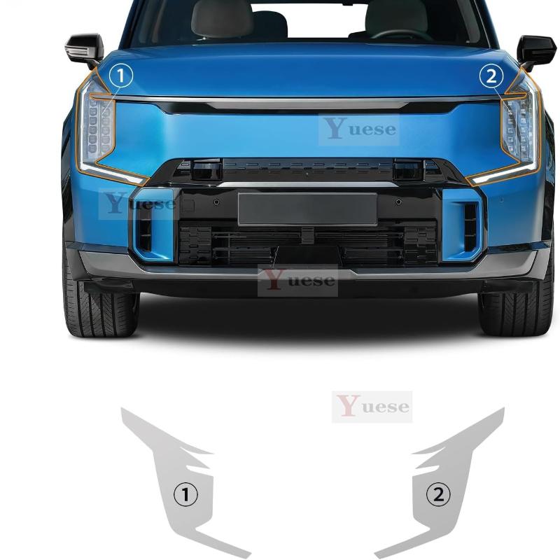 Auto-Kollisionsschutz Scheinwerfer Spiegel Folie TPU Transparent Schutz Original Aufkleber für Kia EV9 GT-Line -2024