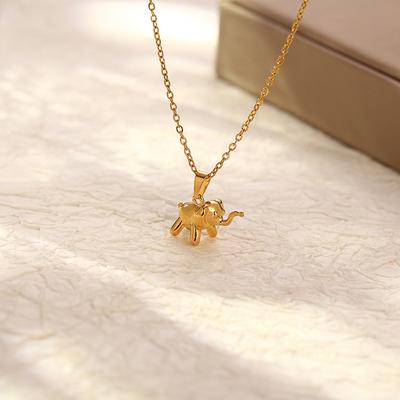 European And American Fashion Cross-Border Mini Stainless Steel Baby Elephant Pendant Necklace High-End Retro Versatile Women'S 18K Necklace