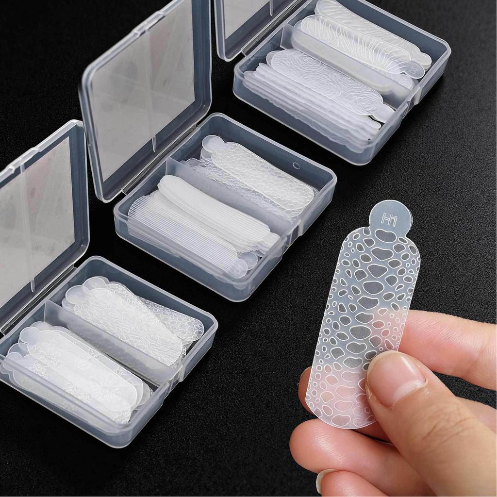 24pcs Nails Art Template Featuring 3D Patterns Stereo Printing Reusable Nails Art Mold DIY Tool B