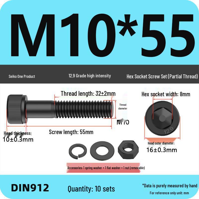 12.9 High Strength Socket Head Cap Screw and Nut Set M8-M16.