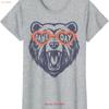Funny Game Day Bear Retro Vintage Ladies Crewneck T Shirt Vintage Slightly Stretched Top For Everyday Wear