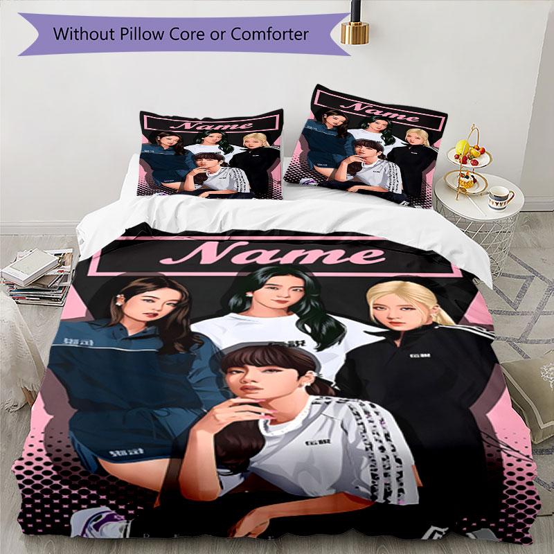 3PC Custom Name "Name Group Fashion" Bedding Set Printed  Bedding Set Duvet Cover Closure Includes 1 Duvet Cover & 312 Pillowcases for Bedroom