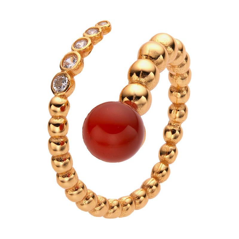 

Natural Black Agate Pearl Ring Women S S925 Sterling Silver Colored Treasure Index Finger Ring Minimalist Fashion Design Earrings