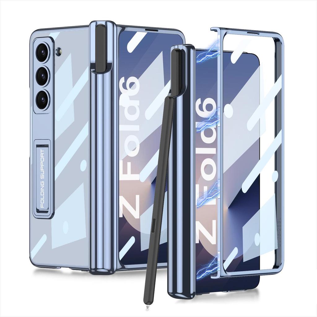 Samsung Z Fold6 Transparent Magnetic Phone Case with Pen Holder
