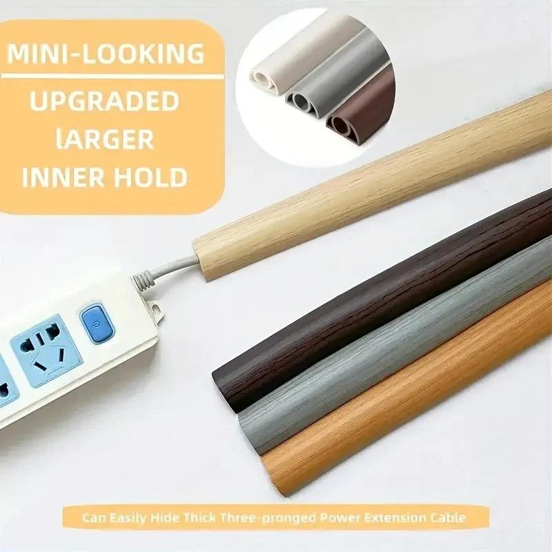 1PC 39.37/78.74in PVC flexible cable trough Self-adhesive flame retardant curved floor cable trough Installation
